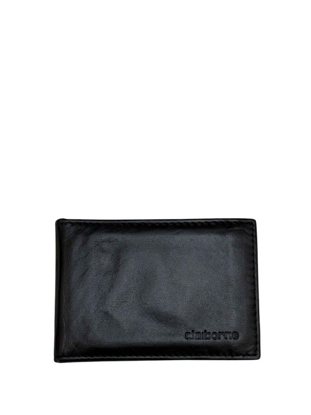 CLAIBORNE - VINTAGE BLACK SOFT LEATHER BIFOLD CARDHOLDER WALLET WITH MONEY CLIP